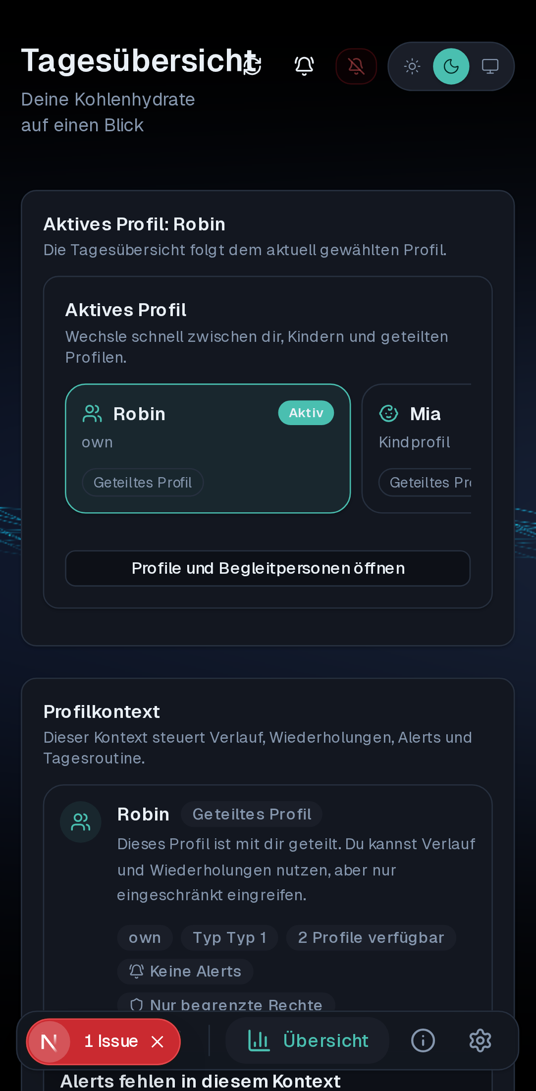 Übersicht mit Tagesverlauf