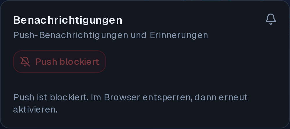 Einstellungen mit Push und Reminder